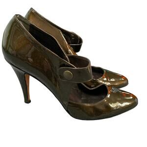 Something Bleu Dark Brown Metallic Heels Bridal 9